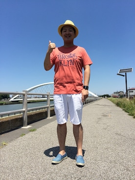 「tk.TAKEO KIKUCHI（ティーケータケオキクチ）のアイテム（その他シューズ）」を使った、マムさん（メンズ・176cm）の夏コーディネート