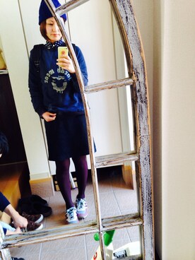 「URBAN RESEARCH（アーバンリサーチ）のアイテム（デニムスカート）」を使った、u_pyonさん（レディース・156cm）の秋コーディネート