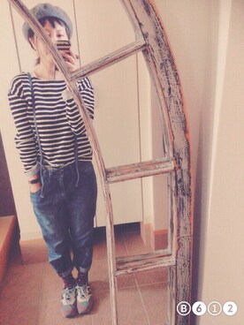 「prit（プリット）のアイテム（帽子）」を使った、u_pyonさん（レディース・156cm）の秋コーディネート