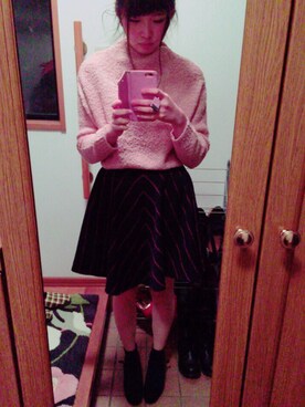 「ピンクニット」｜saa❤︎さん（レディース・160cm）の冬コーディネート