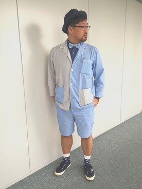 「SPERGA（スペルガ）のアイテム（シューズ）」を使った、しん83さん（メンズ・173cm）の夏コーディネート