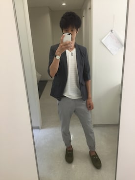 「GOSTAR DE FUGA（ゴスタール ジフーガ）のアイテム（スラックス）」を使った、きょうすけさん（メンズ・175cm）の夏コーディネート