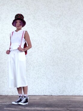 「American Apparel（アメリカンアパレル）のアイテム（ベスト、ホワイト系）」を使った、nogさん（レディース・167cm）の秋コーディネート
