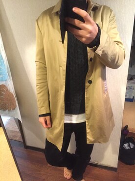 「RAGEBLUE（レイジブルー）の＜トレンドのロング丈＞ワッフルロングカットソー/733404（Tシャツ/カットソー）」を使った、マーシーさん（メンズ・176cm）の秋コーディネート