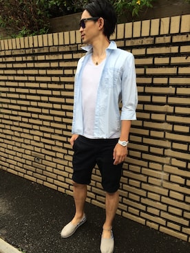 「ジャパンブルー」｜「アイテム（その他シューズ）」を使った、terugeさん（メンズ・178cm）の夏コーディネート