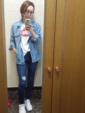「フリンジデニム」｜「アイテム（デニムジャケット）」を使った、sugarさん（レディース・164cm）の春コーディネート