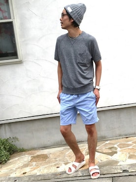 「7月WEAR夏のサンダル祭り」｜「アイテム（アナログ腕時計）」を使った、u-jさん（メンズ・180cm）の夏コーディネート
