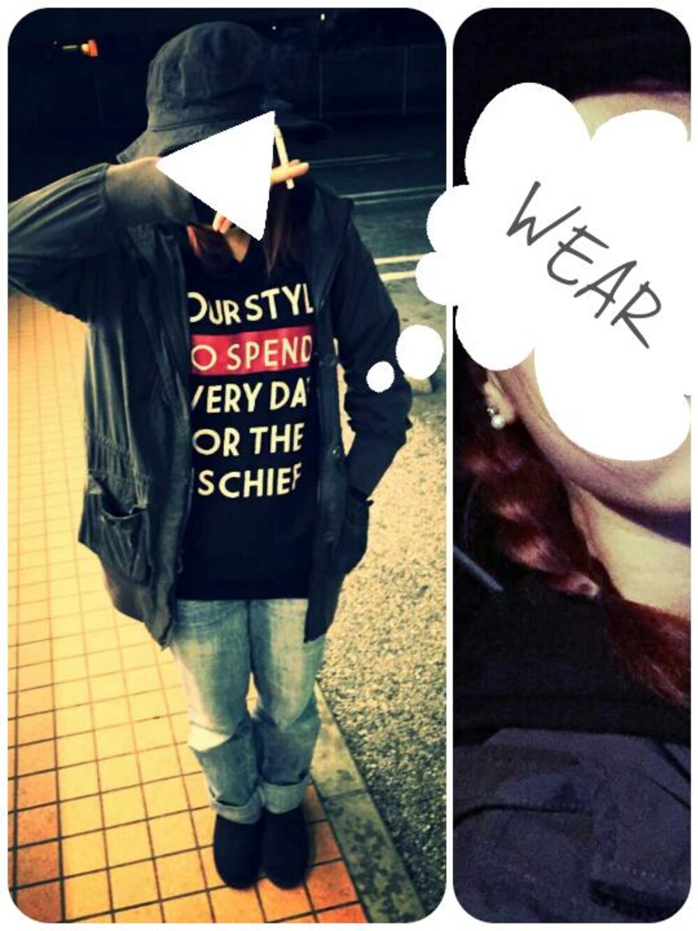 「CECIL McBEEのアイテム（パーカー、ブラック系）」を使った、meiさん（レディース・164cm）の冬コーディネートの1枚目の写真