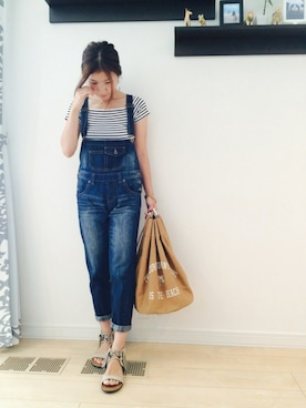 「NOMBRE IMPAIR（ノンブルアンペール）のアイテム（バックパック/リュック）」を使った、momoさん（レディース・157cm）の夏コーディネート