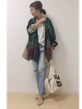 「SEVENDAYS=SUNDAY（セブンデイズサンデイ）のアイテム（アクセサリー）」を使った、momoさん（レディース・157cm）の秋コーディネート