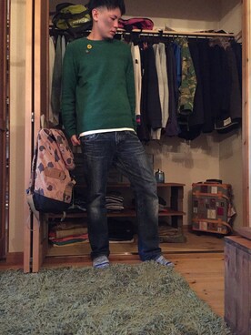 「DENIM DUNGAREE（デニムダンガリー）のアイテム（財布/小物）」を使った、Tetuさん（メンズ・175cm）の秋コーディネート