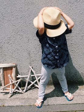 「JOURNAL STANDARD（ジャーナルスタンダード）のアイテム（ハット）」を使った、akanenさん（キッズ・90cm）の夏コーディネート