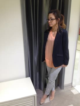 「Abahouse Devinette（ドゥヴィネット）のアイテム（ジャケット/アウター）」を使った、MINAKOさん（レディース・155cm）の春コーディネート
