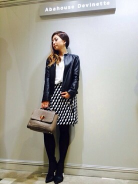 「Abahouse Devinette（ドゥヴィネット）のアイテム（ジャケット/アウター）」を使った、MINAKOさん（レディース・155cm）の秋コーディネート