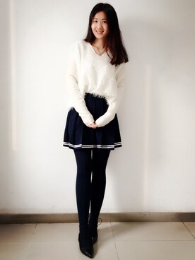 「Handmade（ハンドメイド）のアイテム（その他アウター）」を使った、yoyoさん（レディース・170cm）の冬コーディネート