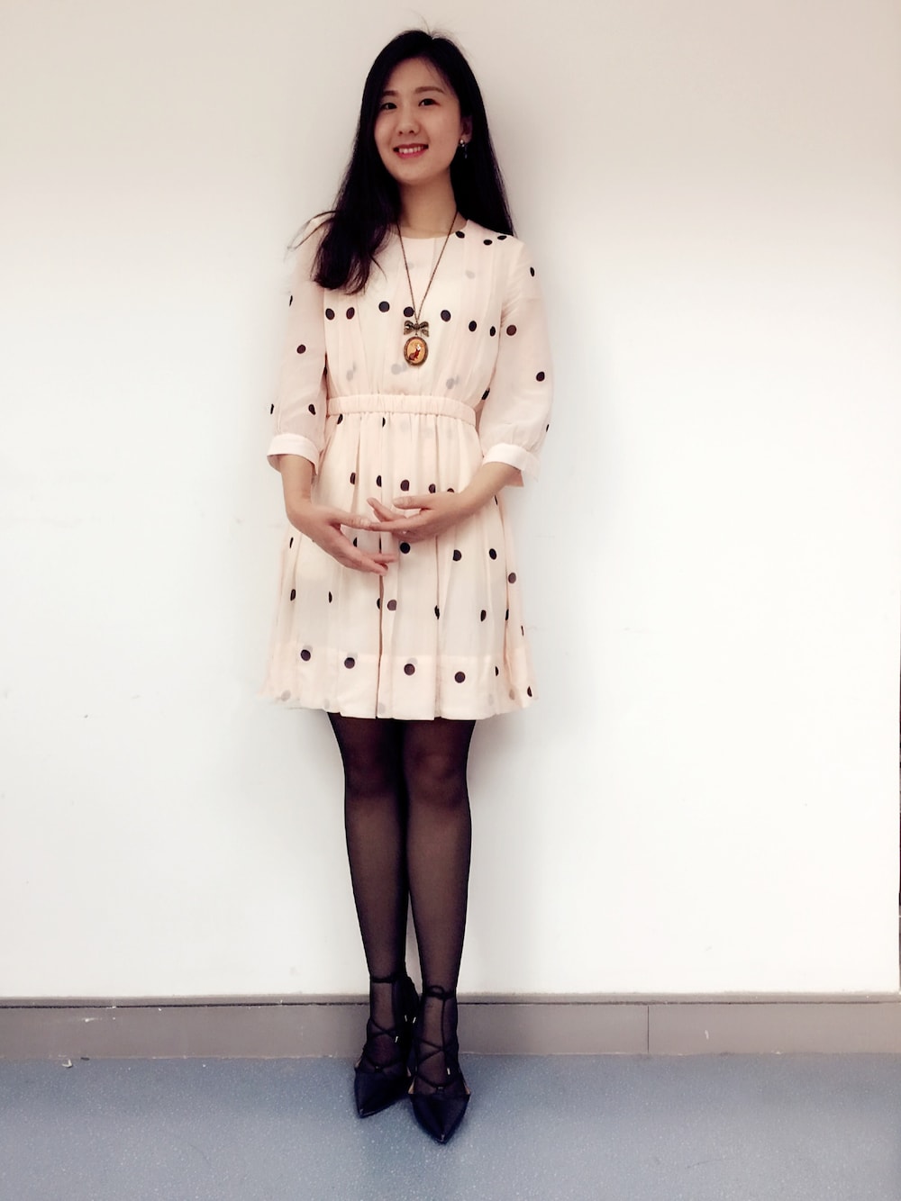 「kate spade new yorkのアイテム（ワンピース、ピンク系）」を使った、yoyoさん（レディース・170cm）の春コーディネートの1枚目の写真
