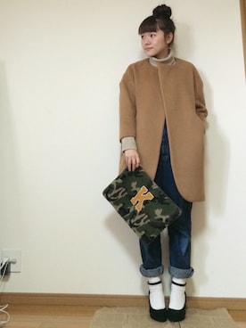 「peu pres（プープレ）のアイテム（その他アウター）」を使った、かほこ。さん（レディース・161cm）の冬コーディネート