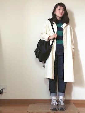 「w closet（ダブルクローゼット）のアイテム（その他アウター）」を使った、かほこ。さん（レディース・161cm）の春コーディネート