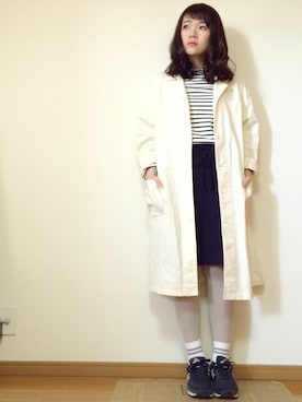 「スウェットスカート」｜「アイテム（その他アウター）」を使った、かほこ。さん（レディース・161cm）の春コーディネート