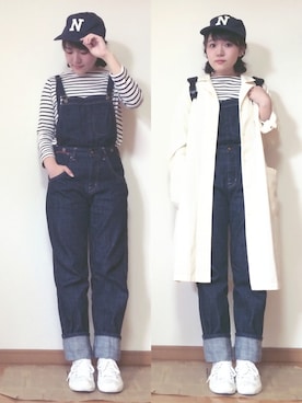 「cepo（セポ）のアイテム（サロペット/オーバーオール）」を使った、かほこ。さん（レディース・161cm）の春コーディネート