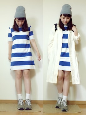 「w closet（ダブルクローゼット）のアイテム（その他アウター）」を使った、かほこ。さん（レディース・161cm）の春コーディネート
