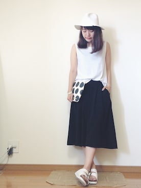 「RAGEBLUE（レイジブルー）のアイテム（帽子）」を使った、かほこ。さん（レディース・161cm）の夏コーディネート