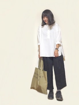 「DHOLIC（ディーホリック）のアイテム（その他シューズ）」を使った、かほこ。さん（レディース・161cm）の秋コーディネート