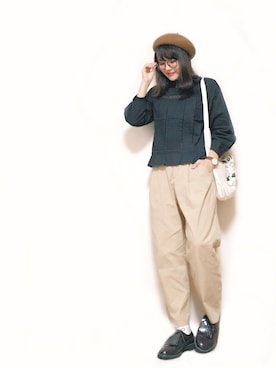 「chambre de charme（シャンブルドゥシャーム）のアイテム（トップス）」を使った、かほこ。さん（レディース・161cm）の秋コーディネート