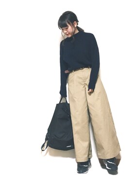 「JEANASIS（ジーナシス）のアイテム（チノパンツ）」を使った、かほこ。さん（レディース・161cm）の冬コーディネート