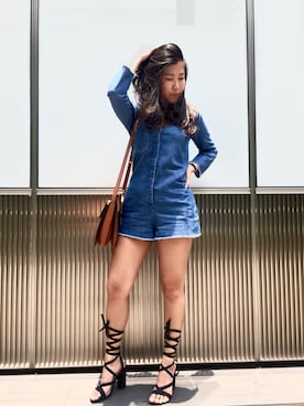 「CELINE」｜「アイテム（オールインワン・サロペット）」を使った、Rin Lawさん（レディース・158cm）の春コーディネート
