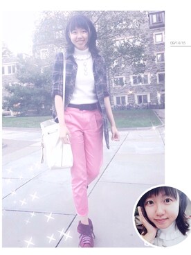 「ET BOITE（エボワット）のアイテム」を使った、Lu Yangさん（レディース・160cm）の秋コーディネート