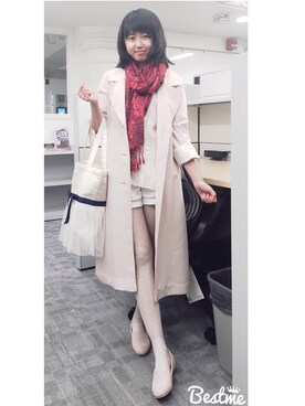 「red」｜「アイテム（トレンチコート）」を使った、Lu Yangさん（レディース・160cm）の秋コーディネート