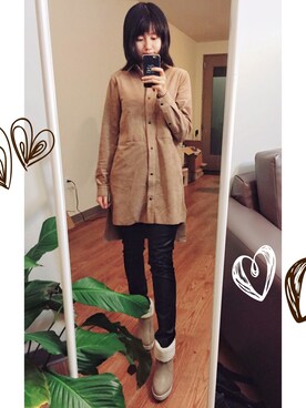 「Supreme.La.La.（シュープリームララ）のアイテム（ブーツ）」を使った、Lu Yangさん（レディース・160cm）の秋コーディネート