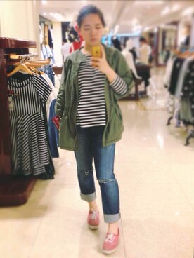 「Etam（エタム）のアイテム（ジャケット/アウター）」を使った、一级番番さん（レディース・160cm）の春コーディネート