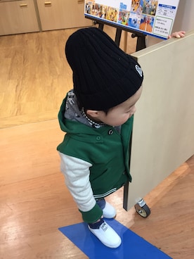 「coen（コーエン）の【coen kids】STAR WARS-ワッペンニットキャップ2（ニットキャップ/ビーニー、ブラック系）」を使った、ーtsukーさん（キッズ）の春コーディネート