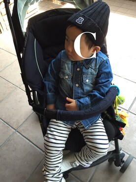 「green label relaxing（グリーンレーベルリラクシング）の【KIDS】長袖ブラウス（シャツ/ブラウス、ブルー系）」を使った、ーtsukーさん（キッズ）の春コーディネート