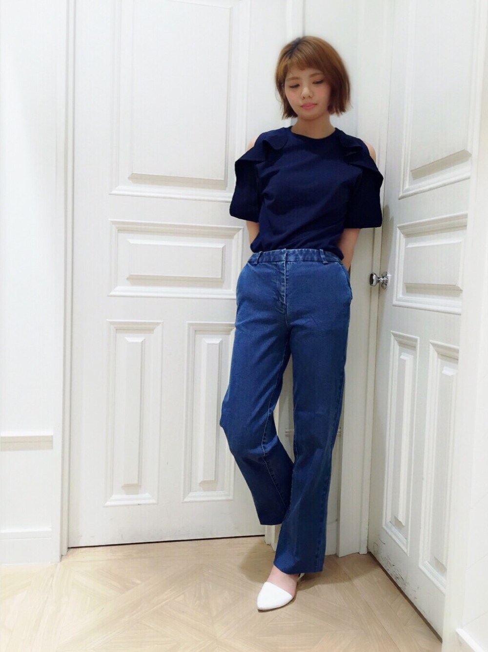 yuka otaniさんの「フリルスリーブプルオーバー（FRAY I.D）」を使ったコーディネートの1枚目の写真