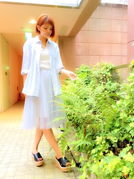 「FRAY I.D（フレイアイディー）のアイテム（トップス）」を使った、yuka otaniさん（レディース・163cm）の夏コーディネート