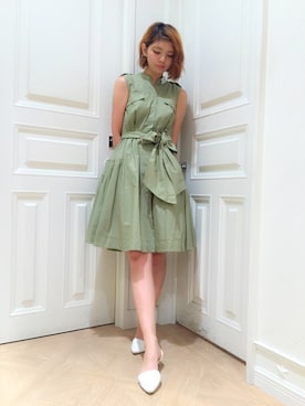 「アイテム（ワンピース/ドレス、グリーン系）」を使った、yuka otaniさん（レディース・163cm）の夏コーディネート