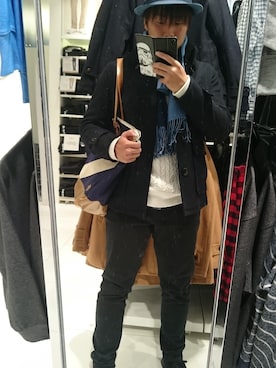 「Denime（ドゥニーム）のアイテム（その他アウター）」を使った、いなばかい。さん（メンズ・173cm）の冬コーディネート