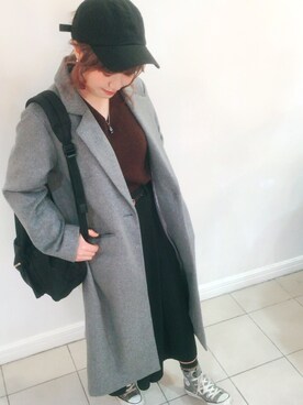 「ブラウンニット」｜「アイテム（キャップ）」を使った、kさん（レディース・153cm）の冬コーディネート
