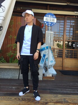 「Recovery（リカバリー）のアイテム（帽子）」を使った、Edison さん（メンズ・163cm）の夏コーディネート