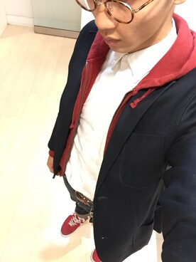 「TOMMY HILFIGER（トミーヒルフィガー）のアイテム（テーラードジャケット）」を使った、shoooooriさん（メンズ・176cm）の秋コーディネート