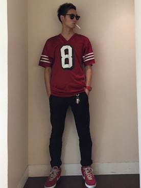 「wilson（ウィルソン）のアイテム（トップス）」を使った、shoooooriさん（メンズ・176cm）の夏コーディネート