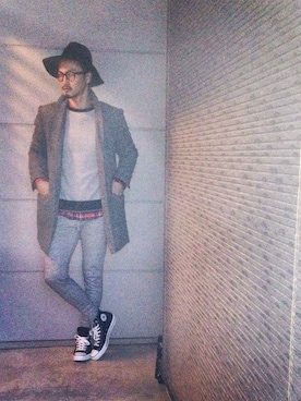 「スウェット×シャツ」｜YASUさん（メンズ・182cm）の冬コーディネート