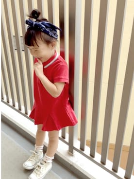 「COMME CA DU MODE（コムサデモード）のアイテム（ワンピース/ドレス）」を使った、まなみさん（キッズ・100cm）の夏コーディネート