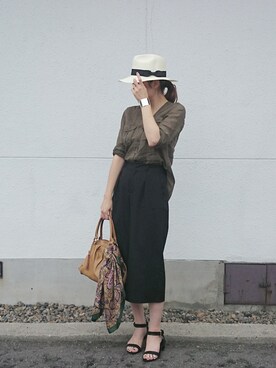 「Ray BEAMS（レイビームス）のRay BEAMS / 中折れ HAT（ハット）」を使った、itsuさん（レディース・167cm）の夏コーディネート
