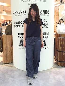 「coen（コーエン）のヴィンテージサテンスキッパーブラウス（シャツ/ブラウス、ブルー系）」を使った、coen ちょざさん（レディース・162cm）の春コーディネート