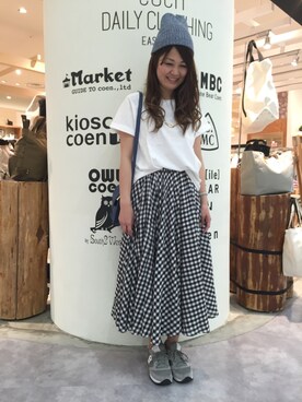 「coenスタッフスタイリング」｜「アイテム（ニットキャップ/ビーニー）」を使った、coen ちょざさん（レディース・162cm）の春コーディネート