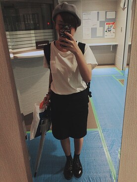 「niko and...（ニコアンド）のアイテム（Tシャツ/カットソー、ホワイト系）」を使った、mayuさん（レディース・156cm）の秋コーディネート